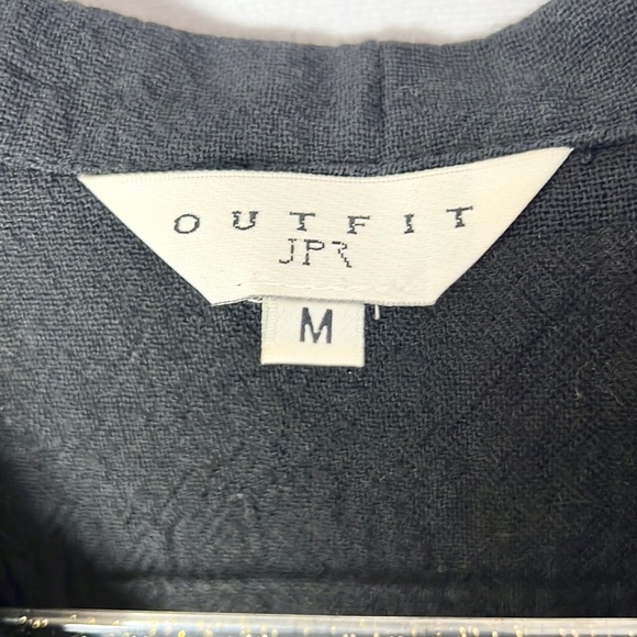 OUTFIT JPR |🖤 Black Button-Up Woven Cream Boho Style Trim Short-Sleeved Blouse - Picture 6 of 6